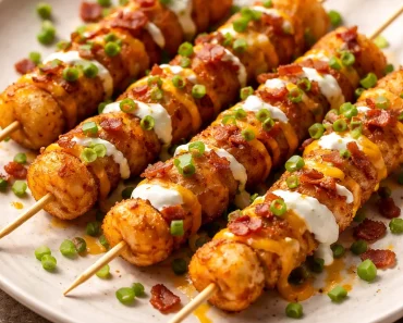 Loaded Tater Tot Skewers