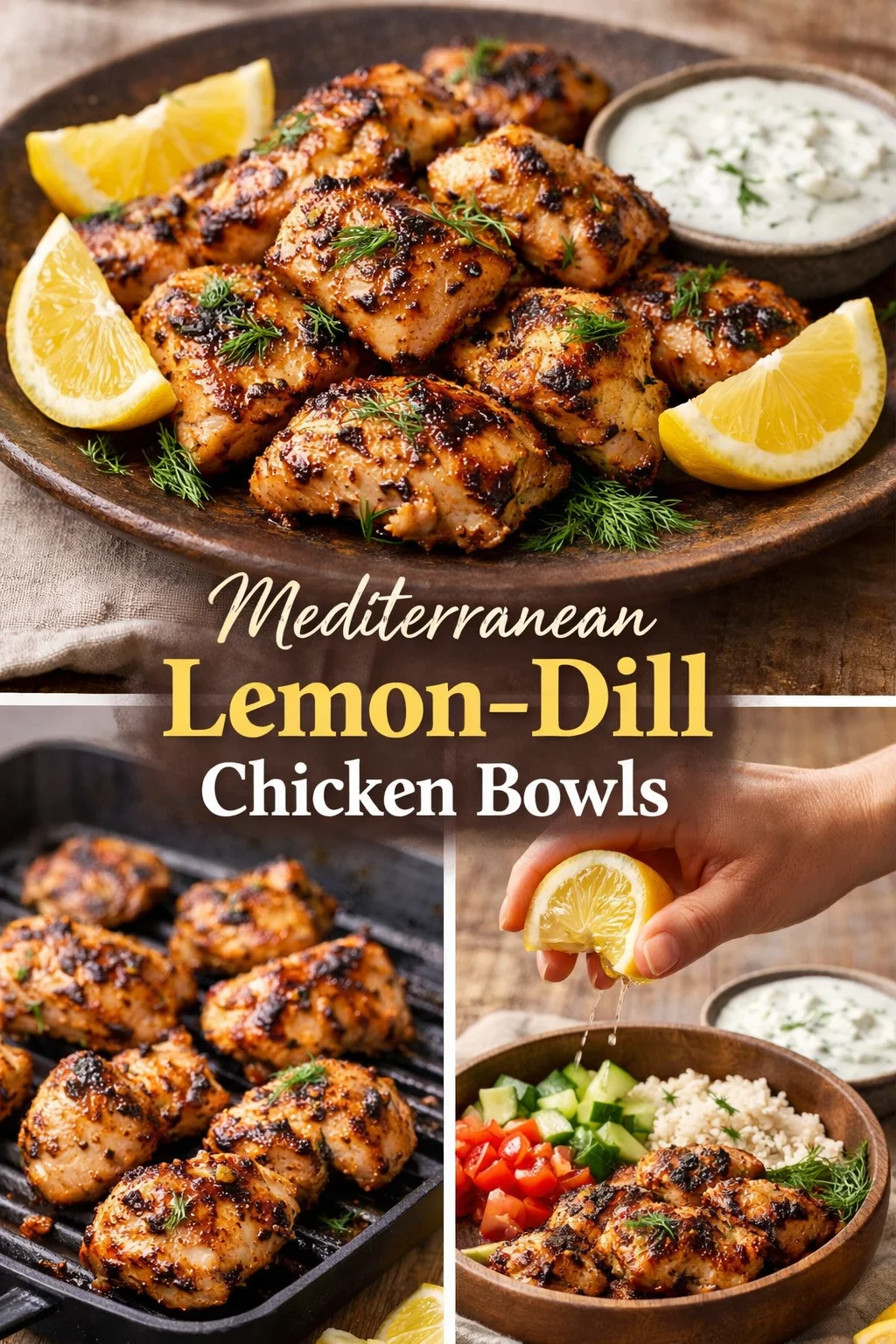 Mediterranean Lemon-Dill Chicken Bowls