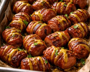 Mustard Hasselback Kielbasa Bites