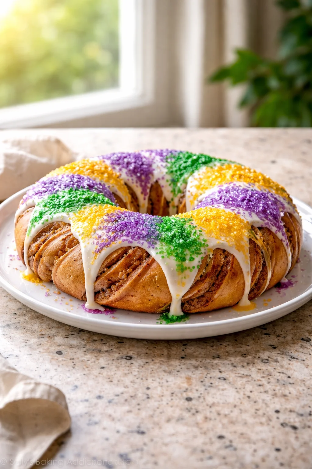 New Orleans Style King Cake with Cinnamon Swirl