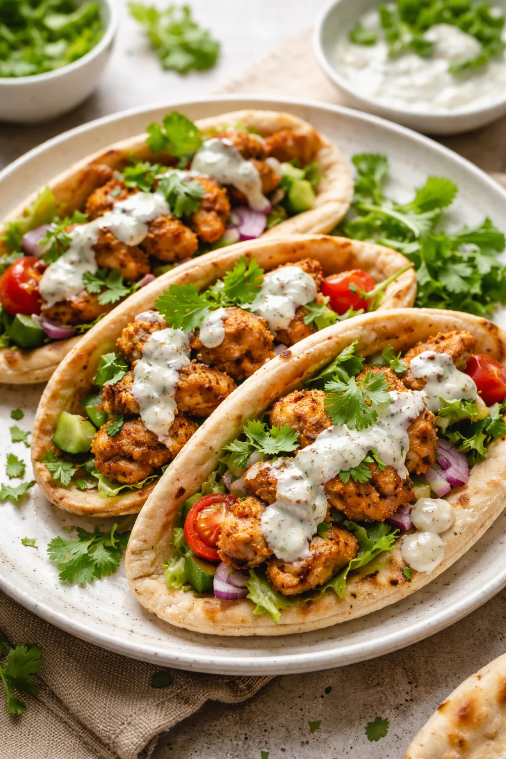 Sheet Pan Chicken Pitas with Herby Ranch Recipe