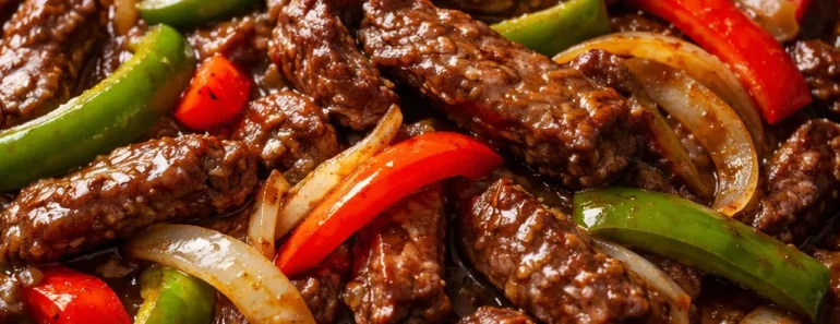 Sizzling Chinese Pepper Steak with Onions
