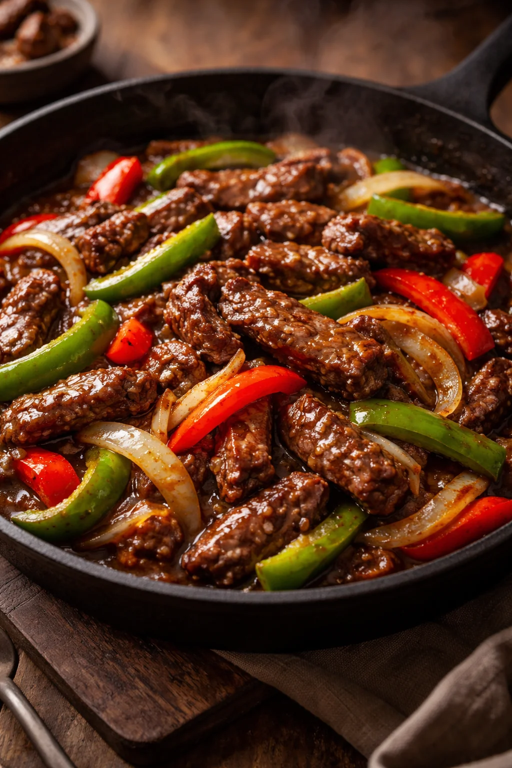 Sizzling Chinese Pepper Steak with Onions