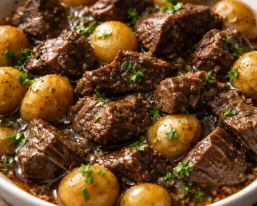 Slow Cooker Garlic Butter Beef with Potatoes