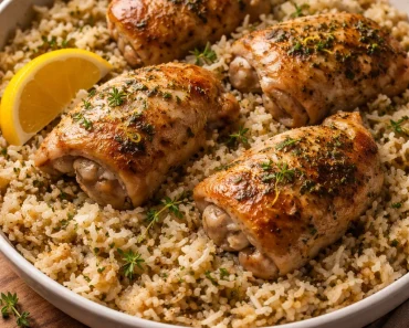 Slow Cooker Lemon Herb Chicken and Rice