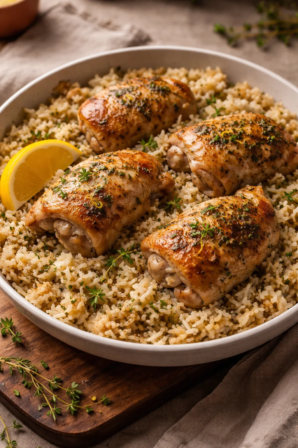 Slow Cooker Lemon Herb Chicken and Rice