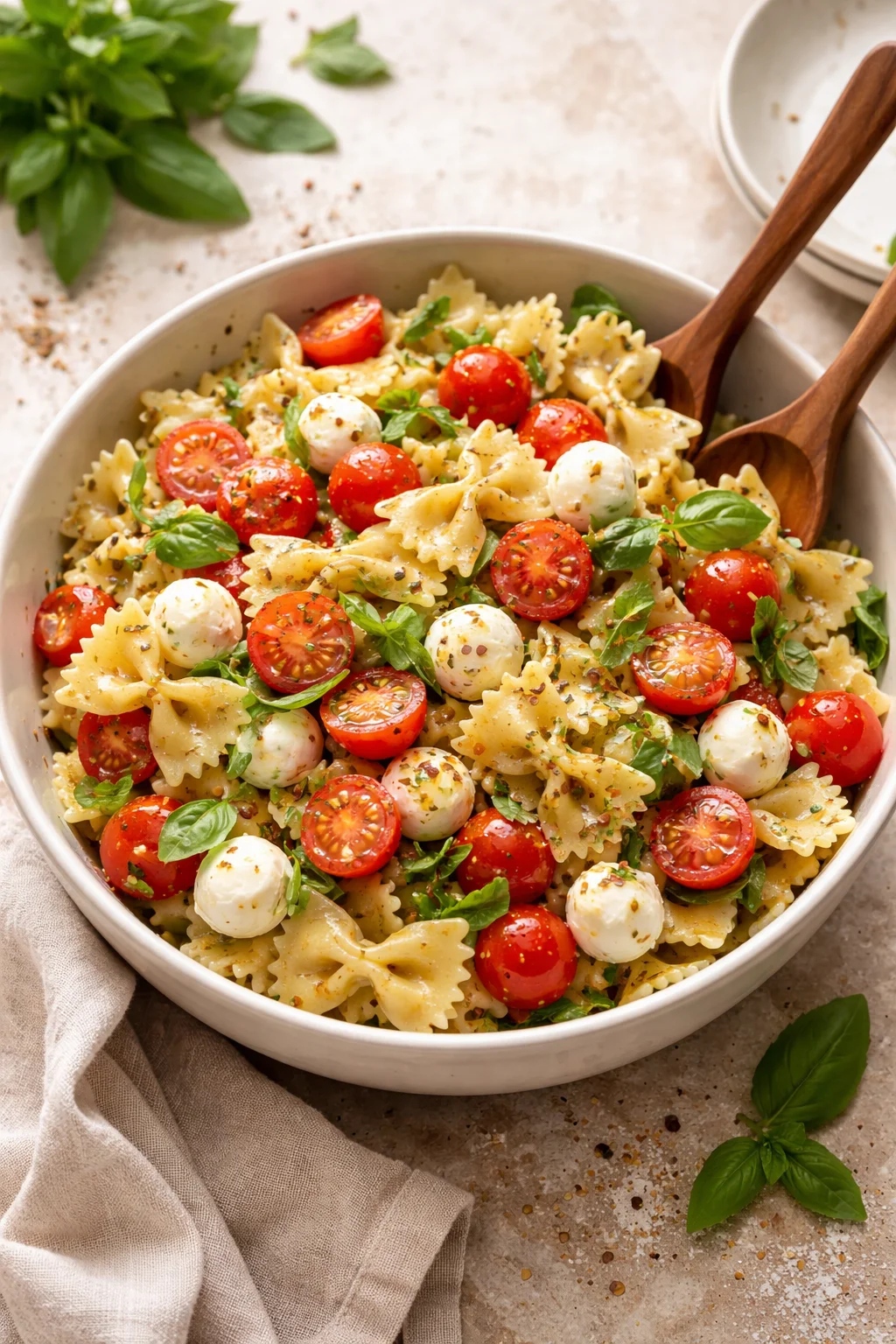Bruschetta Pasta Salad With Mini Mozzarella Balls