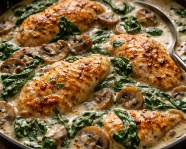 Creamy Chicken Mushroom Spinach Skillet