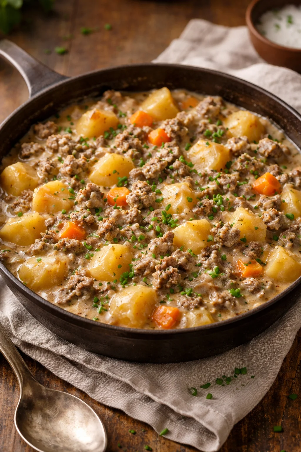 Easy One-Pan Creamy Meat & Potato Skillet (30-Minute Meal)