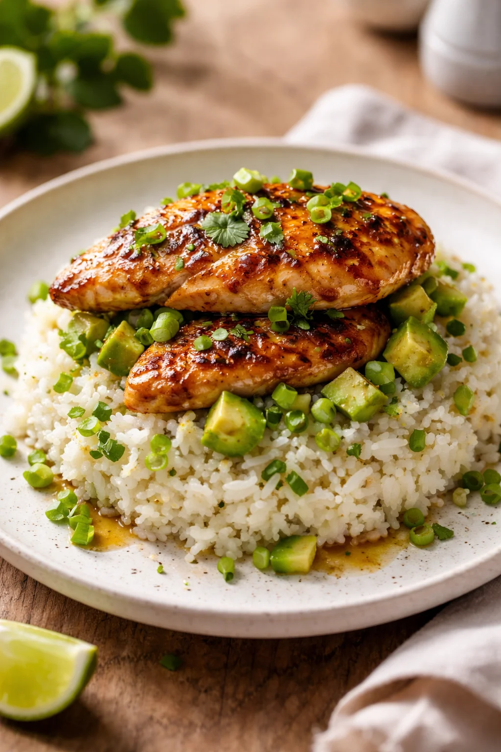 Delicious Honey Lime Chicken & Avocado Rice Stack Recipe