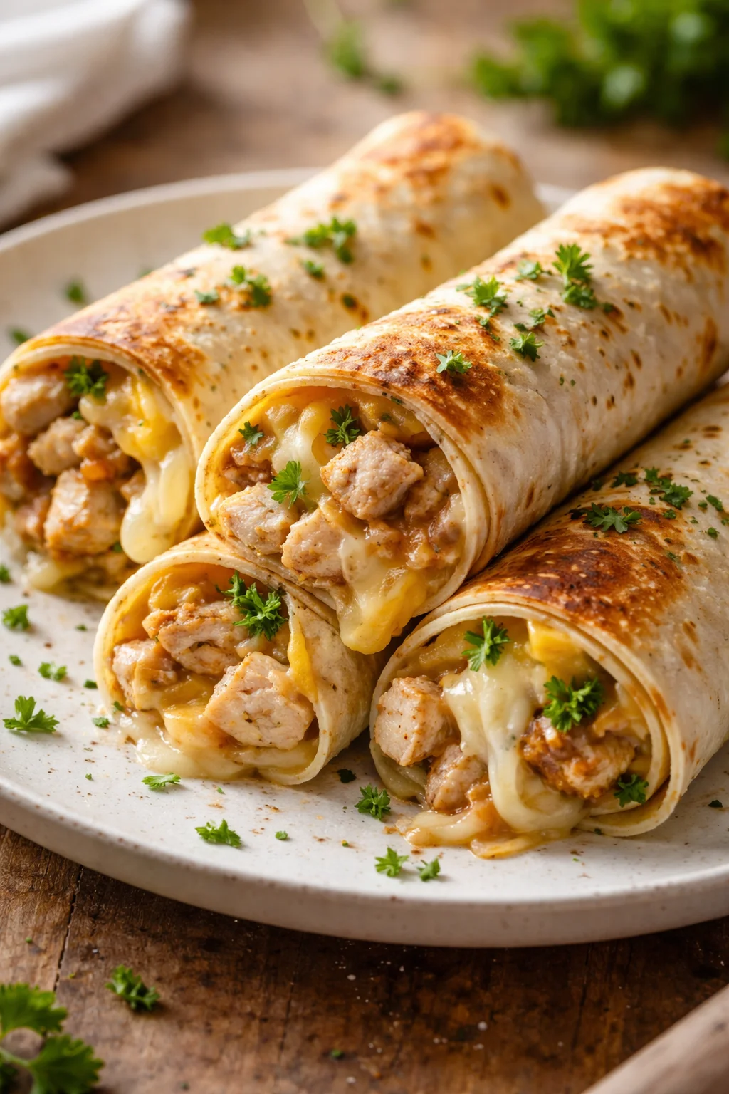 Low Carb Cheesy Garlic Chicken Wraps