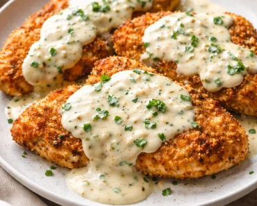 Parmesan Crusted Chicken in Garlic Sauce