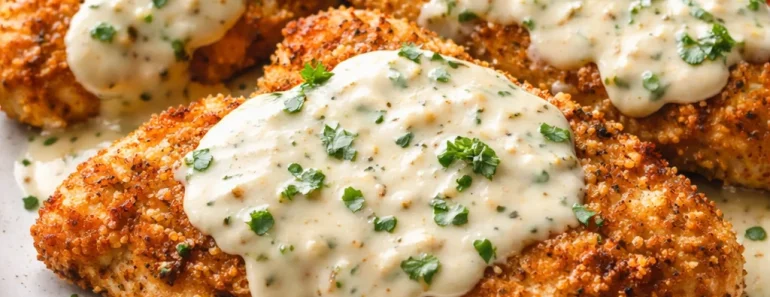 Parmesan Crusted Chicken in Garlic Sauce