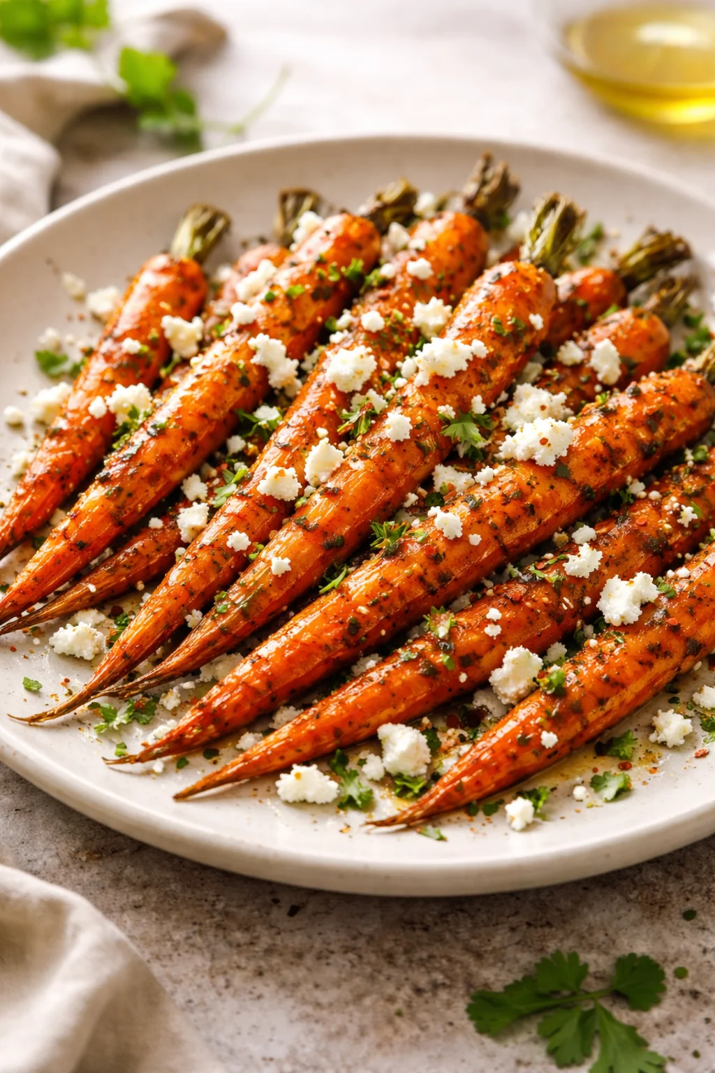 Roasted Honey Garlic Carrots with Feta