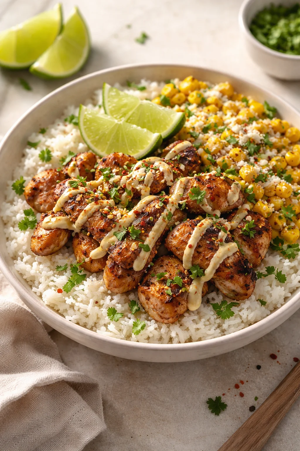 Street Corn Chicken Rice Bowl