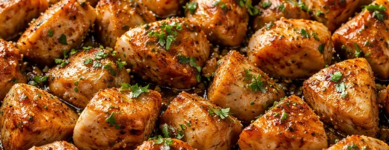 These bite-size succulent chicken breast morsels are seasoned, seared to perfection, and ba… | Chicken breast recipes, Chicken bites recipes, Chicken breast dinners