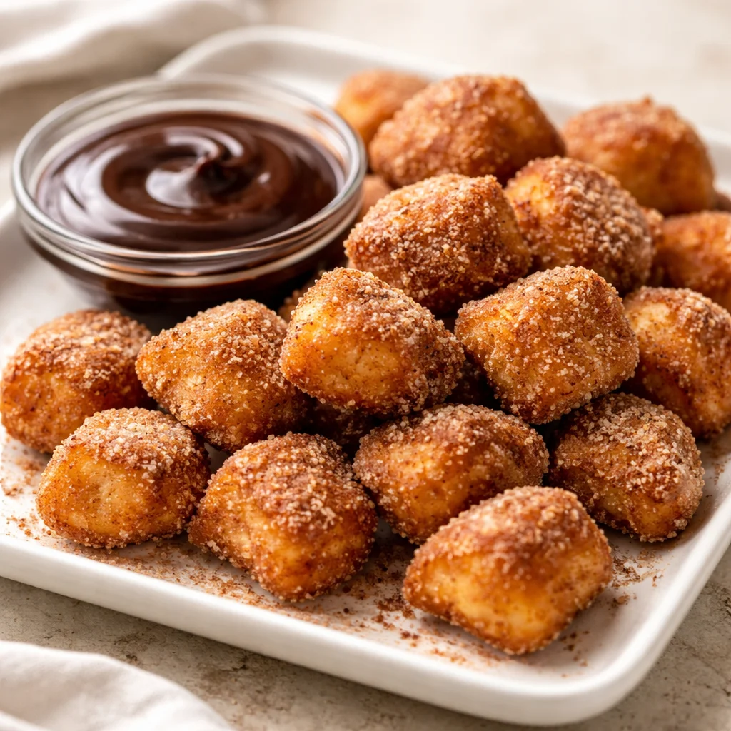 Crispy air fryer churro bites ready to be enjoyed