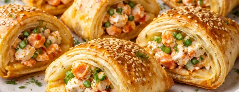 Crispy Puff Pastry Bites with Smoked Salmon and Paprika Feta