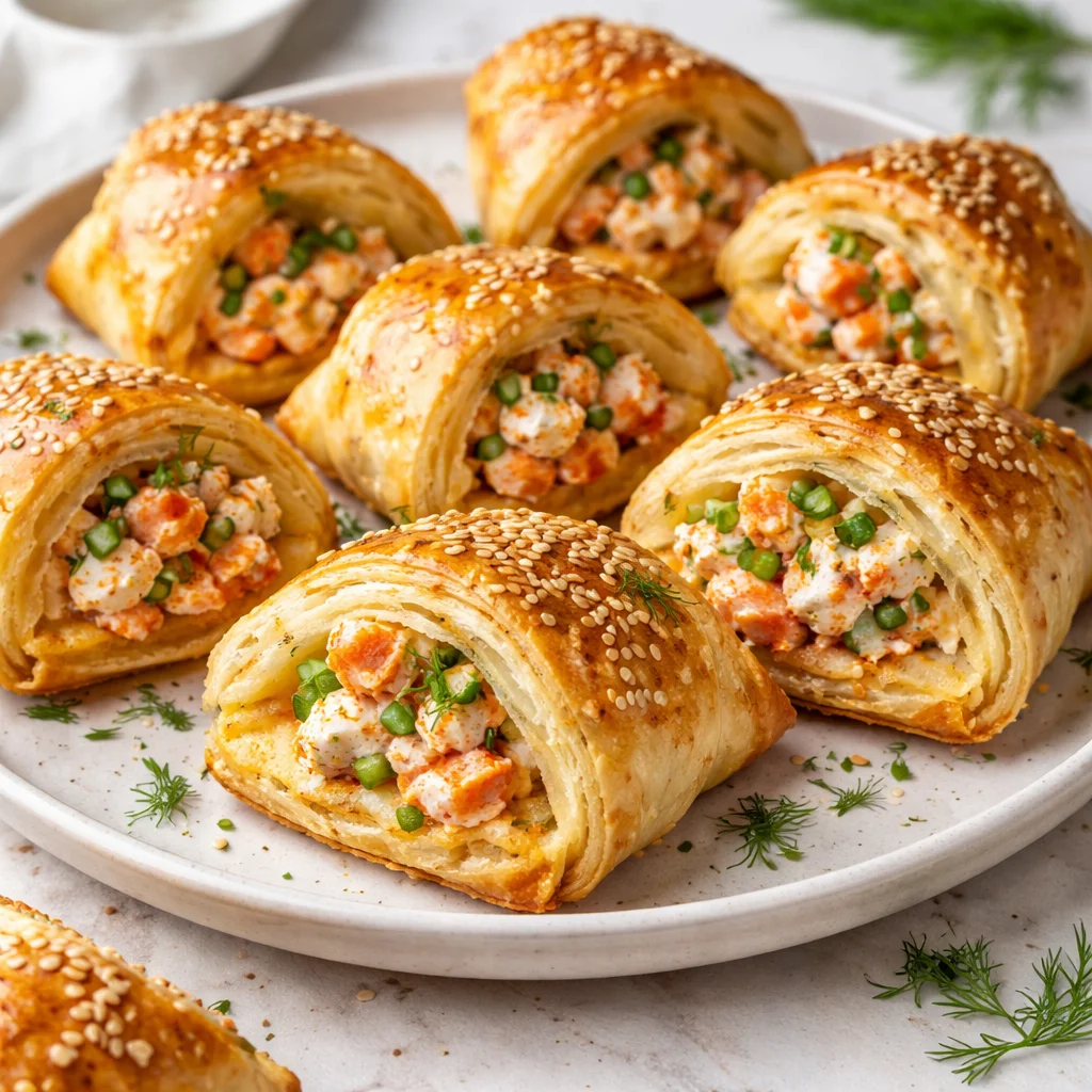 Crispy Puff Pastry Bites with Smoked Salmon and Paprika Feta