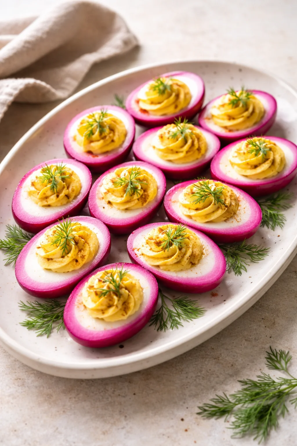 Festive Beet-Pickled Deviled Eggs