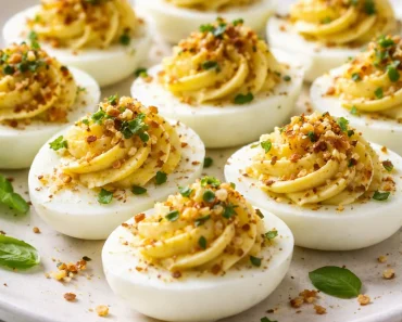 Italian Deviled Eggs with Garlic and Basil