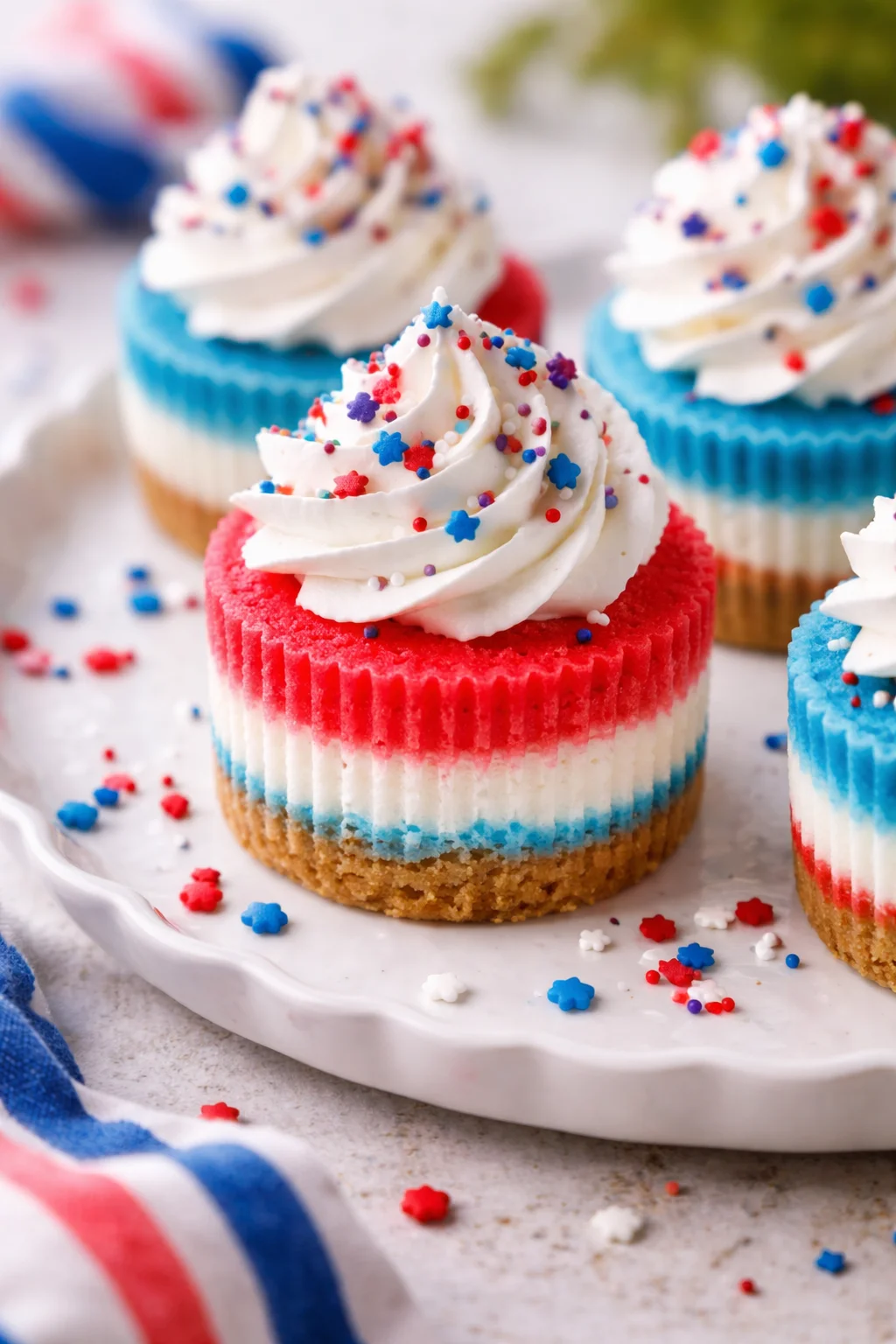 Red, White, and Blue Mini Cheesecakes