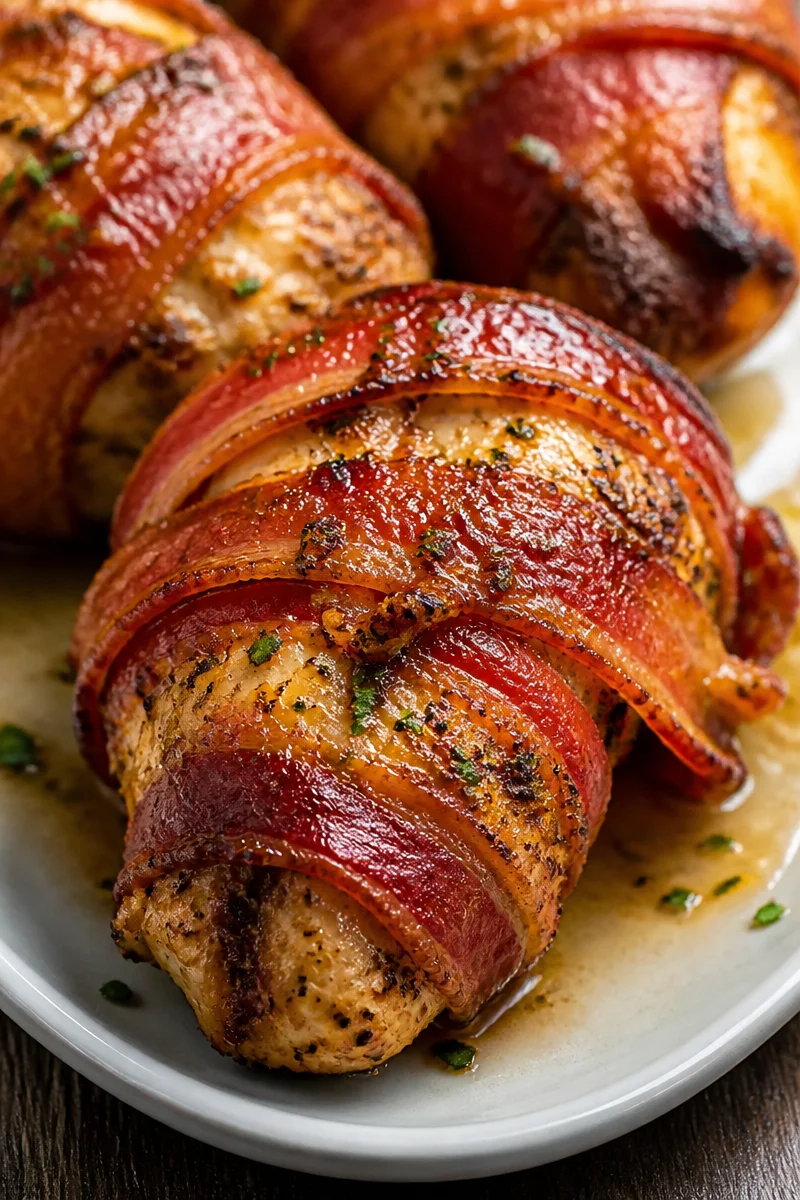 Bacon Wrapped Garlic Parmesan Chicken