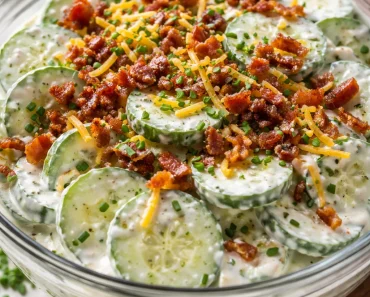Creamy Cucumber Salad with Bacon and Cheese