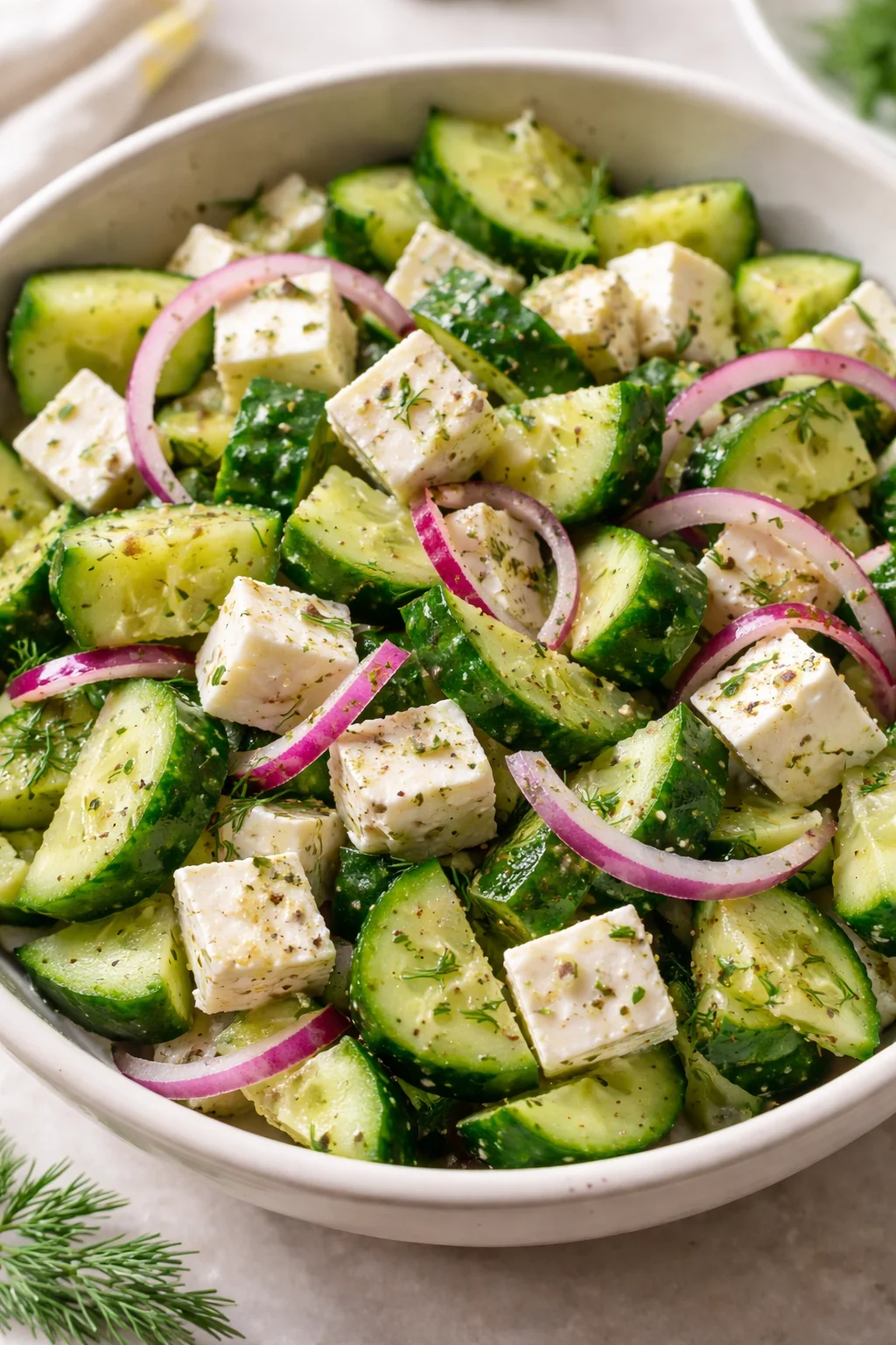 Cucumber Feta Salad with Lemon Greek Vinaigrette