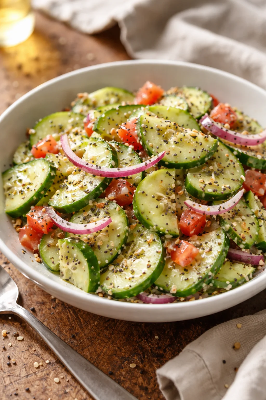 Fresh Cucumber Salad with Everything Bagel Seasoning