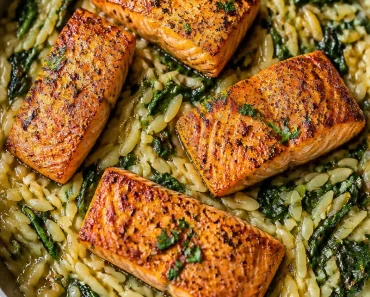 Pan-Seared Salmon with Lemony Orzo Pan-Seared Salmon with Lemony Orzo