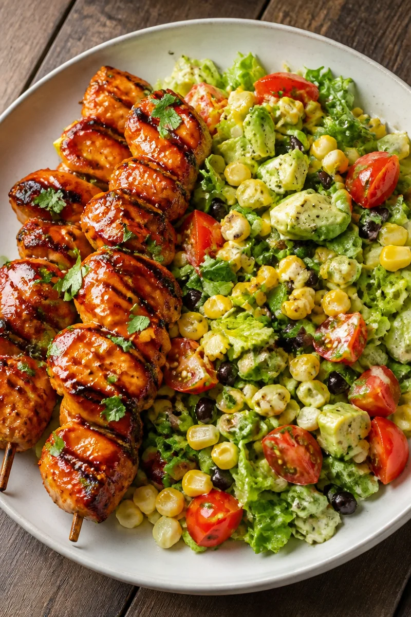 BBQ Chicken Skewer Salad