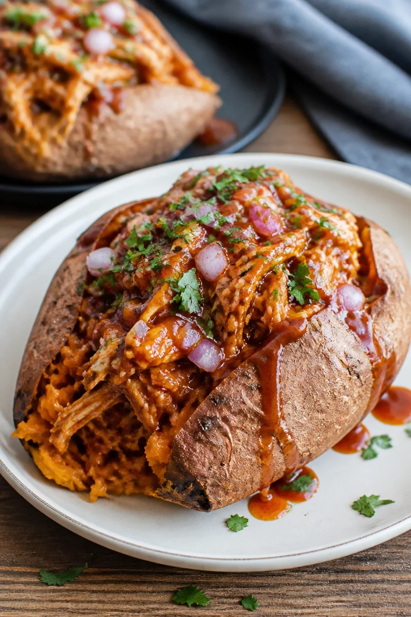 BBQ Chicken Stuffed Sweet Potatoes