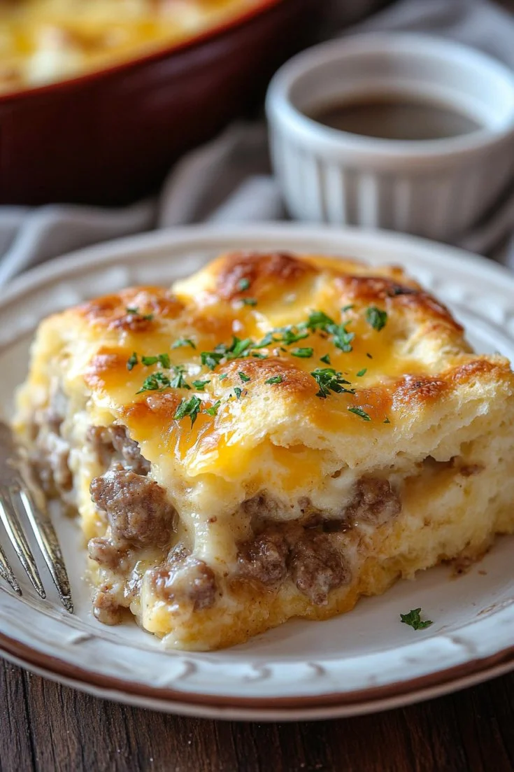Biscuits and Gravy Breakfast Casserole