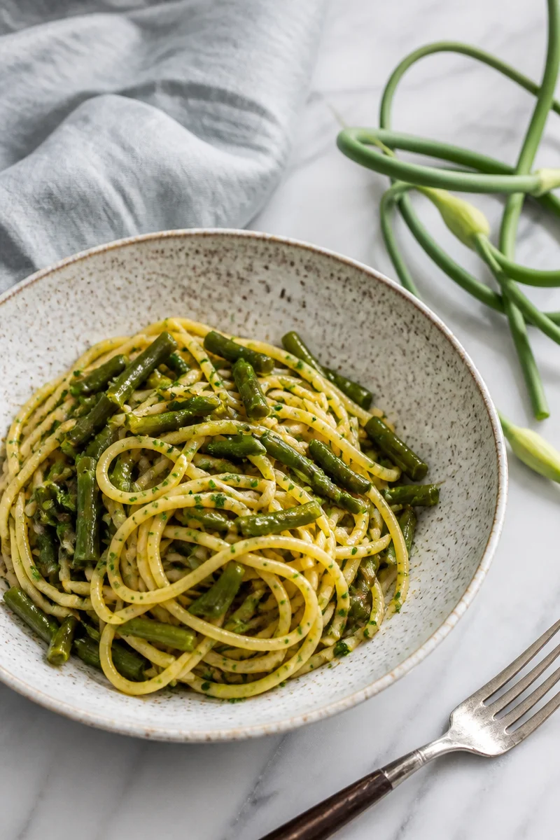 Garlic Scape Pasta (Vegan)