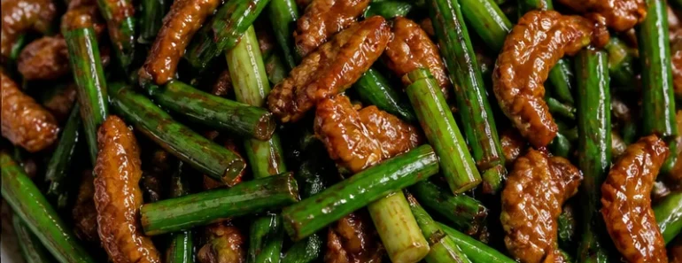 Garlic Scape Stir Fry with Pork
