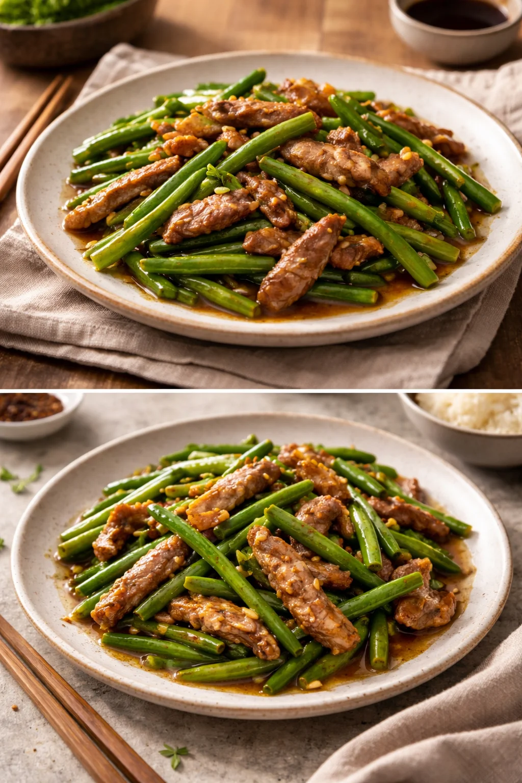 Garlic Scape Stir Fry with Pork