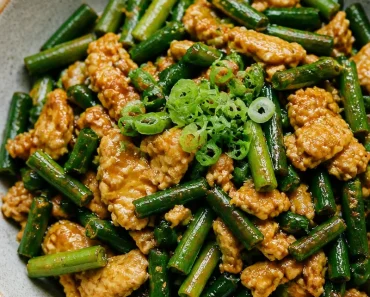 Garlic Scapes with Eggs in Brown Sauce