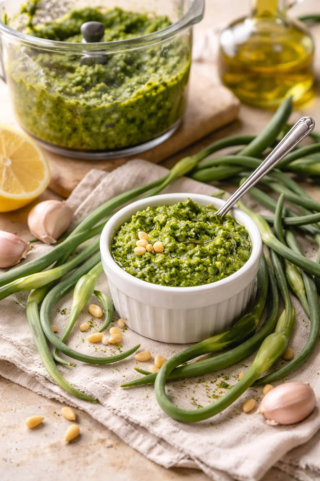 Homemade Pesto with Garlic Scapes