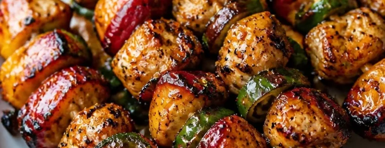 Jalapeño Peach Chicken Skewers