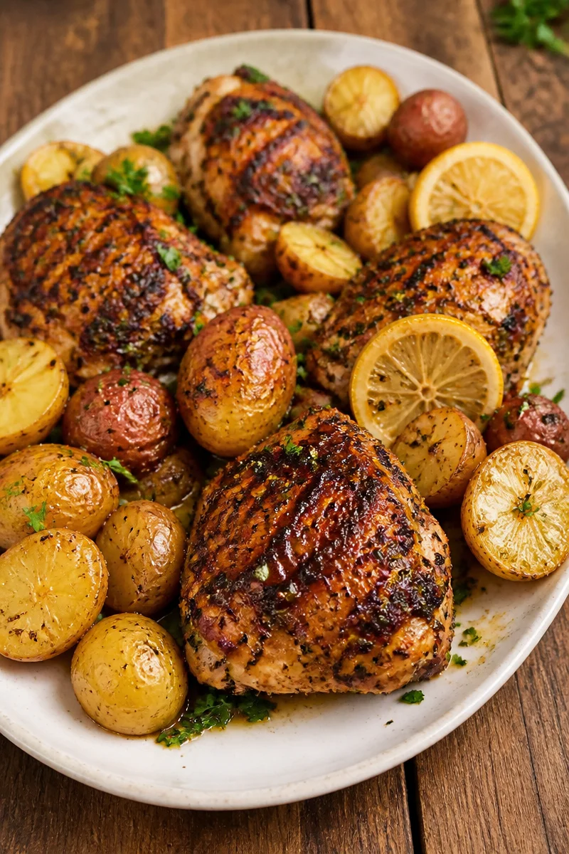 Sheet Pan Lemon Balsamic Chicken and Potatoes Made Easy!