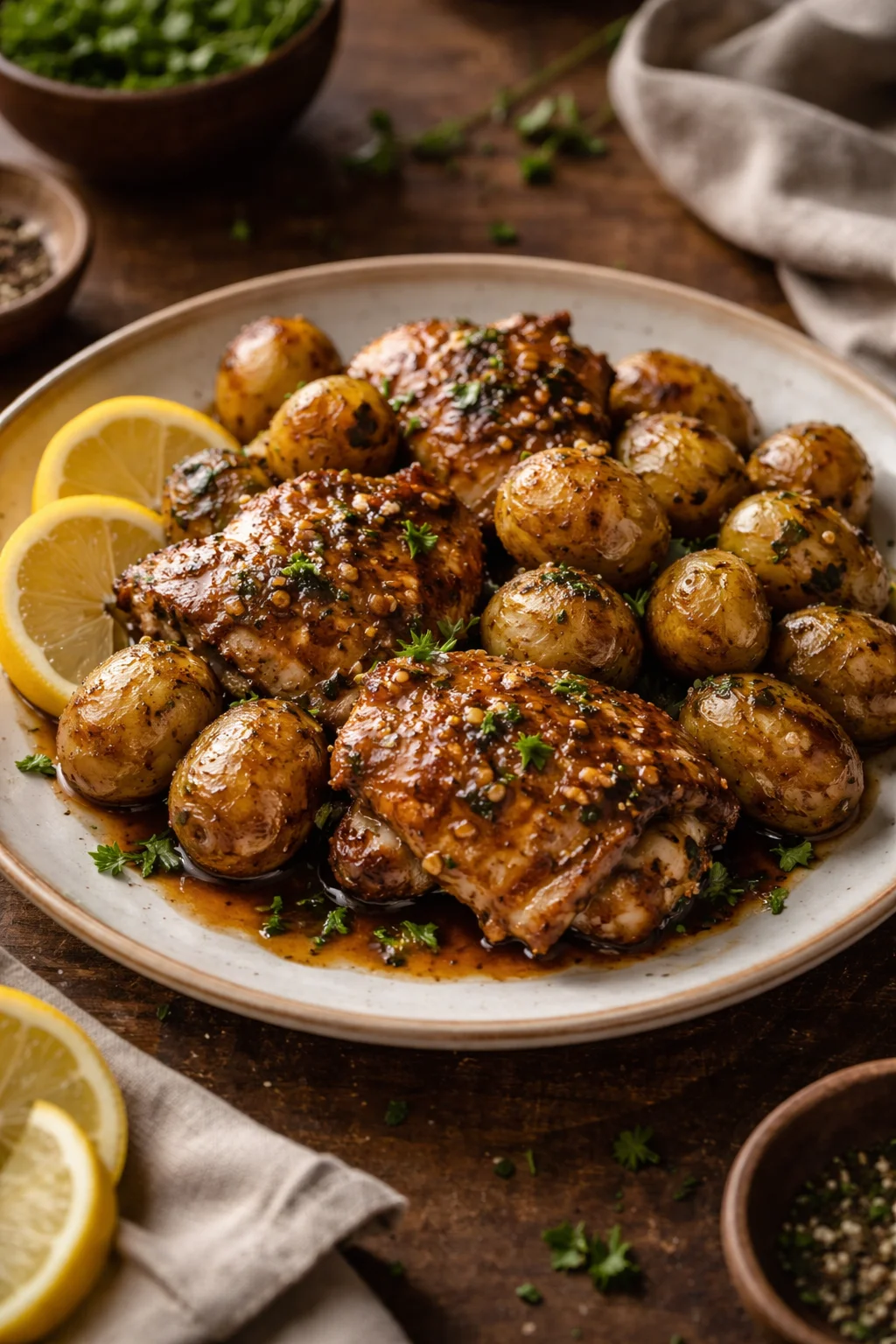 Sheet Pan Lemon Balsamic Chicken and Potatoes Made Easy!