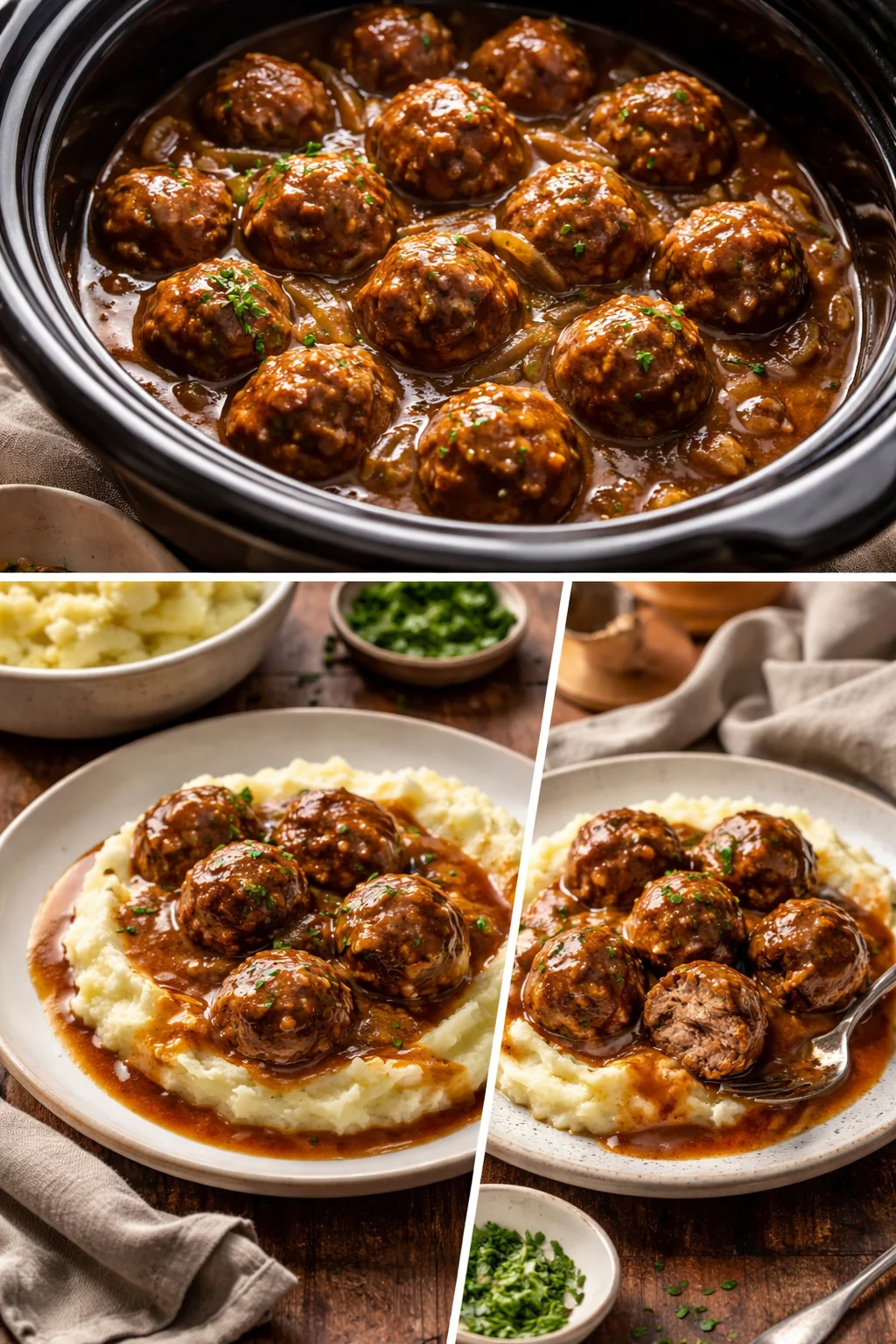 Slow Cooker Salisbury Steak Meatballs