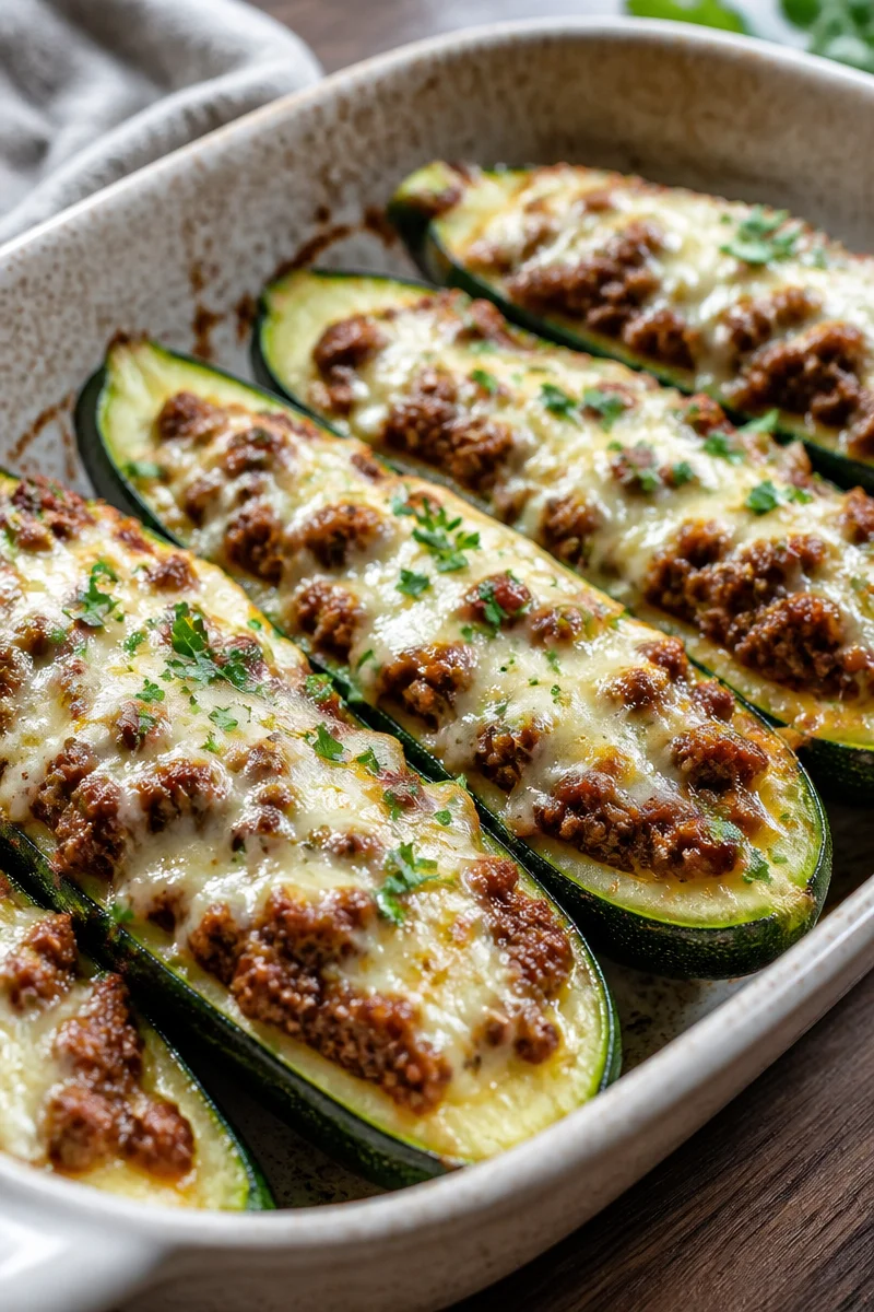 Ground Beef Zucchini Boats
