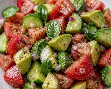 Italian Inspired Tomato, Cucumber and Avocado Salad