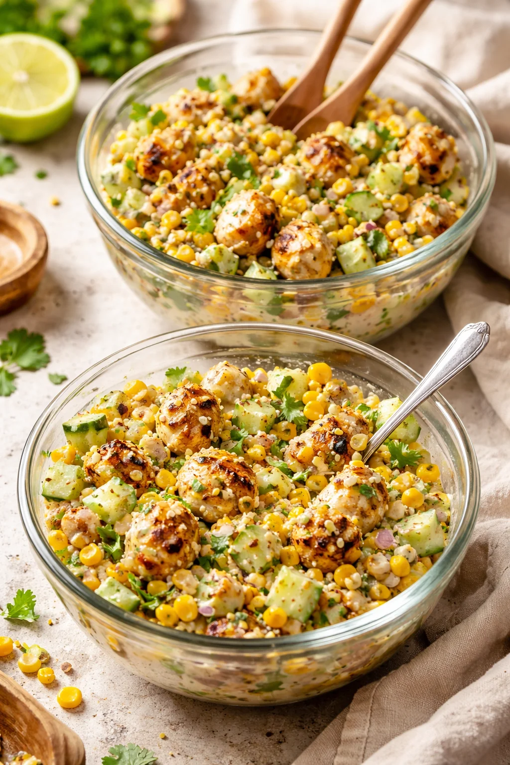 Street Corn Creamy Cucumber Chicken Salad