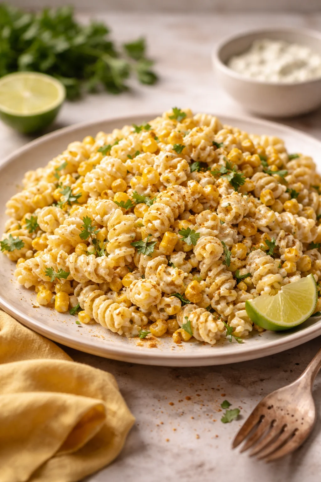 Tasty Elote Pasta Salad with Greek Yogurt - moanaskitchen