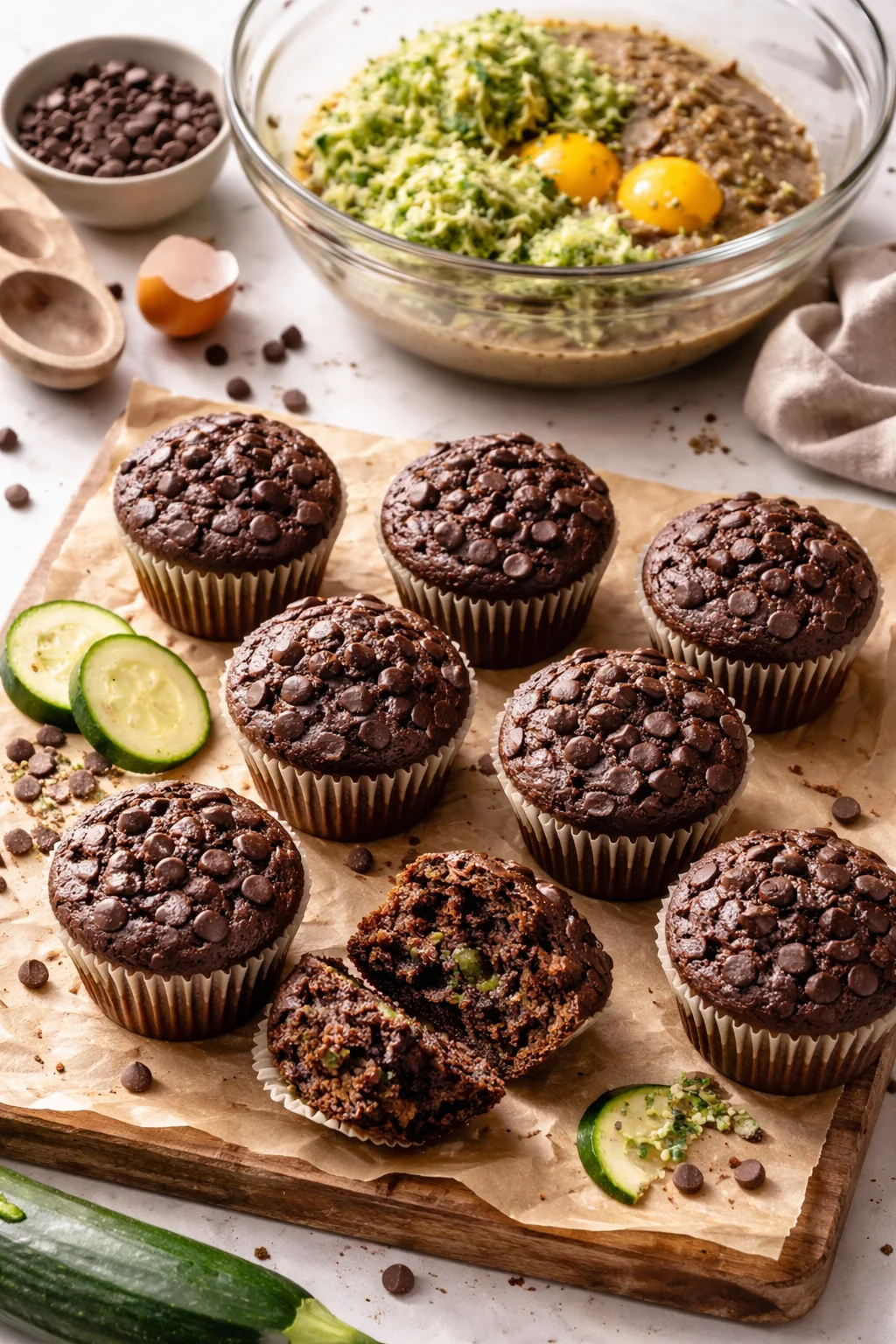 Veggie-Loaded Healthy Chocolate Zucchini Muffins | Healthy Zucchini Muffin Recipes, Healthy Chocolate Muffins with Veggies, Grated Zucchini
