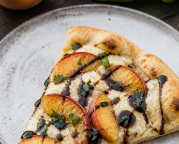 Easy Peach & Basil Naan Bread Pizza
