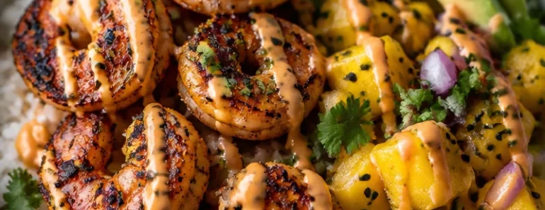 Healthy Grilled Shrimp and Avocado Bowls